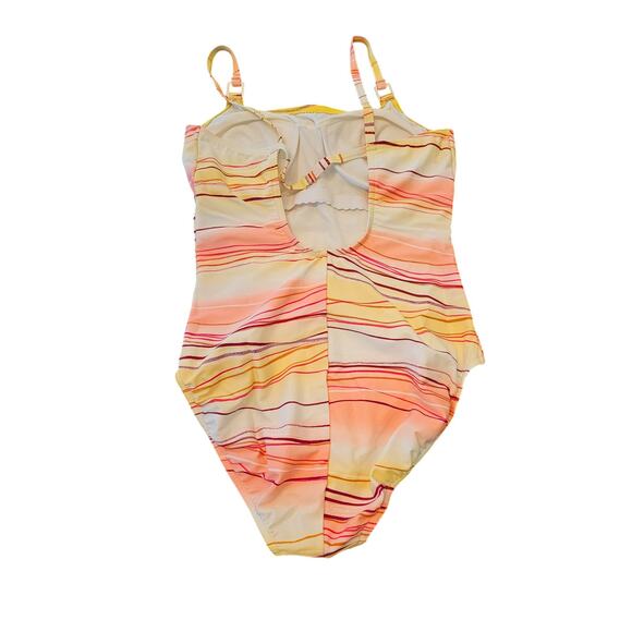 Christina Womens Sz 14 One Piece Swimsuit Striped Pastel Pink Yellow - Picture 3 of 4